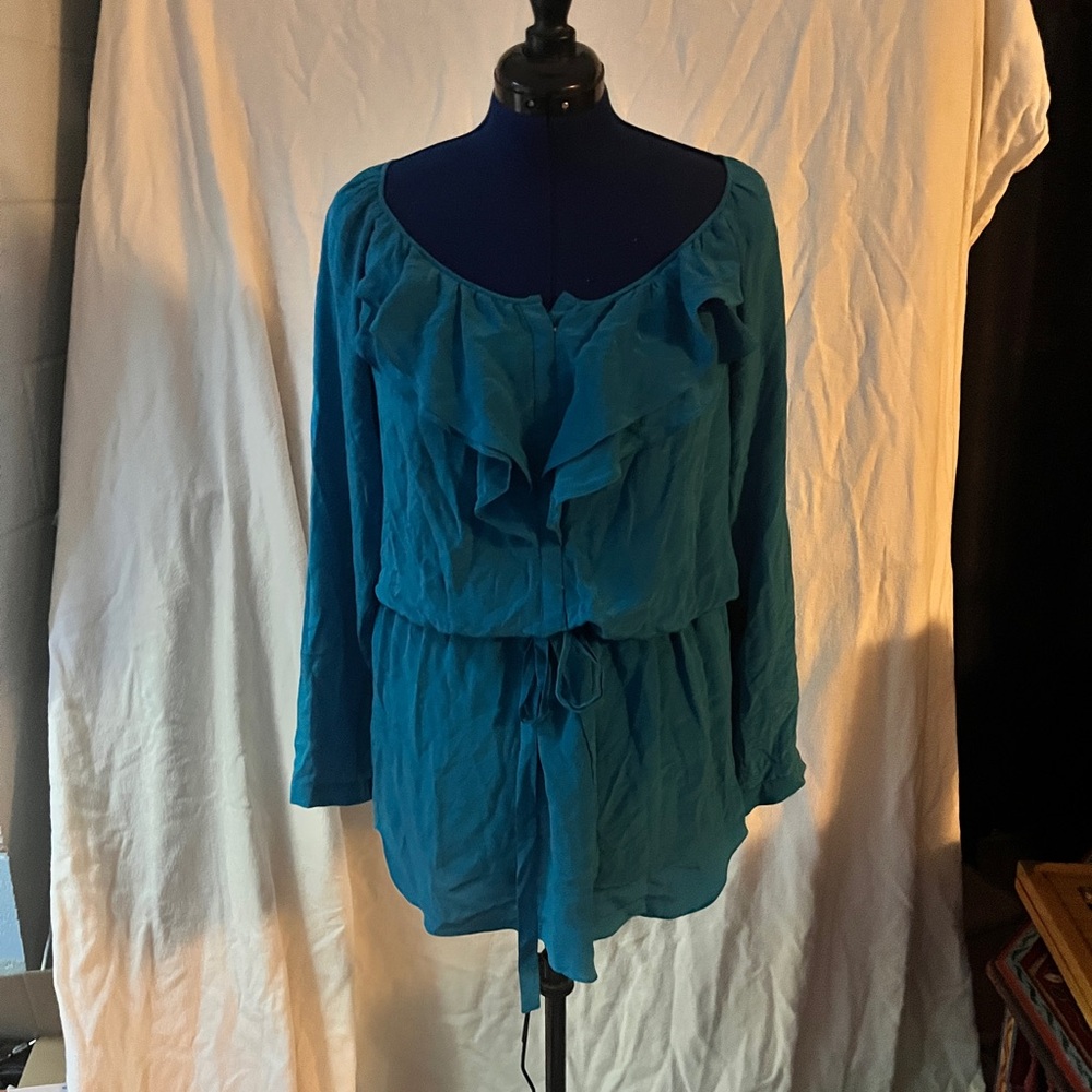 Rebecca Taylor Blue Ruffled Tie jumpsuit